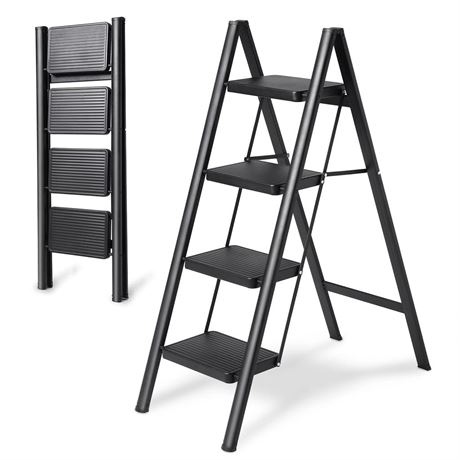 4 Step Ladder Folding Step Stool, Heavy Duty 330 Lbs Load Step Ladders for