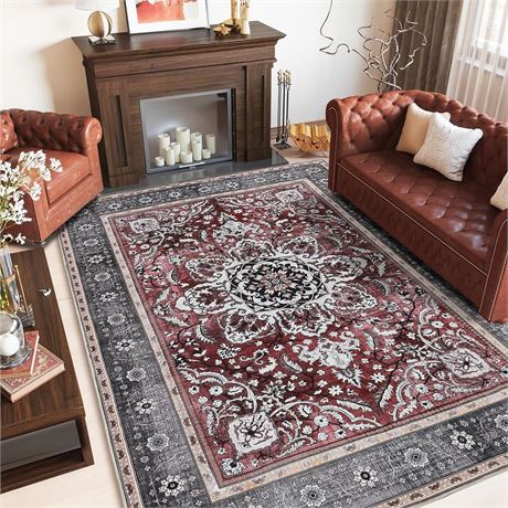 Oriental 5x7 Area Rugs Clearance Machine Washable Boho Non Slip Area Rugs for