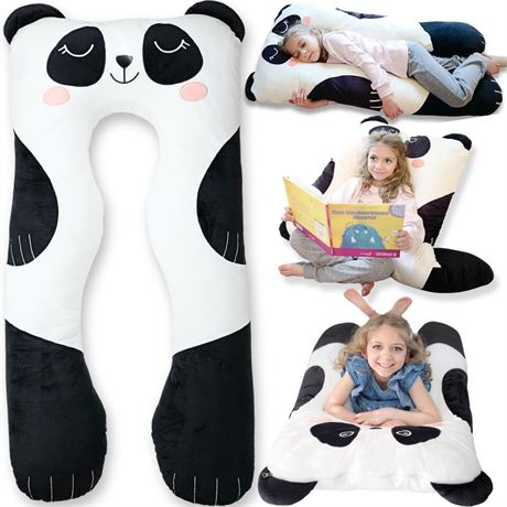 Panda Kids Body Pillow - 47" U-Shape Long Plush Soft Animal Pillow for