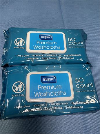 Inspire Adult Wipes, Extra Large Wash Cloths for Incontinence & Cleansing, 8" x