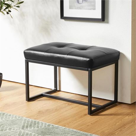 glitzhome Ottoman Bench, Modern PU Leather Vanity Stools Chairs with Metal