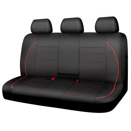 CAR PASS Leather Back Seat Cover,Piping Waterproof Bench Seat Cover, Rear Seat