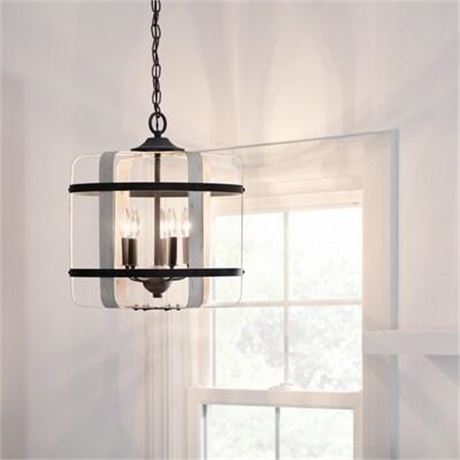 The Gartin 18 inch 5 Light Linear Chandelier industrial-inspired, open cage