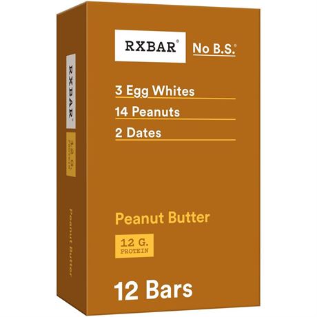 RXBAR Protein Bars, 12g Protein, Gluten Free Snacks, Snack Bars, Peanut Butter,