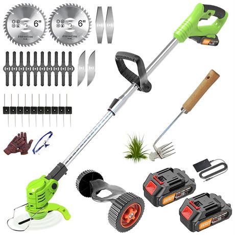 Electric Weed Wacker Cordless, 21V Battery Powered Weed Wacker Eater with 2pcs