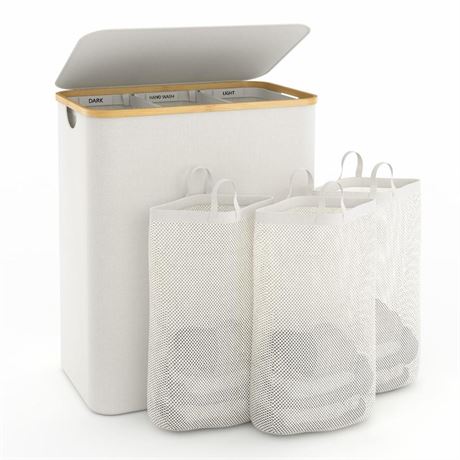 Hampers for Laundry Basket with Lid, 160L Extra Large Laundry Hamper 3 Section