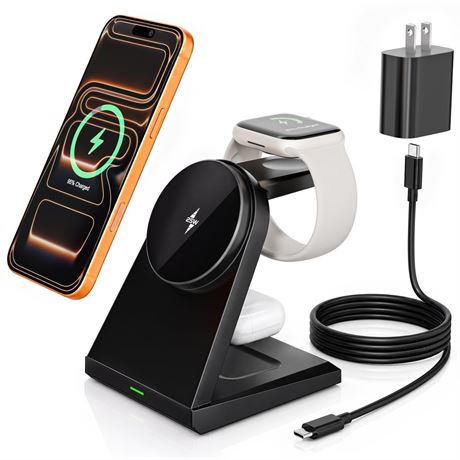 3 in 1 Wireless Charging Station,25W Wireless Charger Stand for Multiple