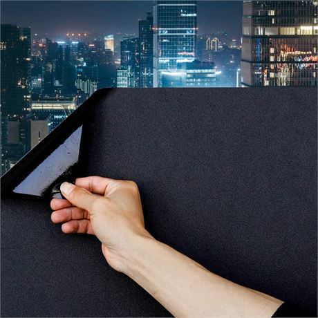 Mangobox Static Cling Total Blackout Window Film 100% UV Blocking Window