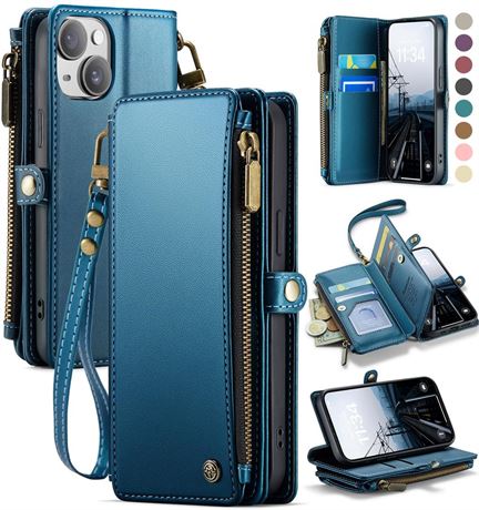 Defencase Compatible with iPhone 13 Case Wallet with RFID Blocking Card Holder