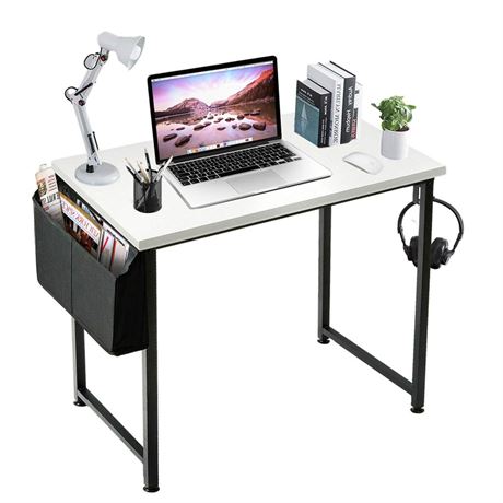 Lufeiya Small Computer Desk White Writing Table for Home Office Small Spaces 31