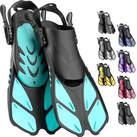 CAPAS Snorkel Fins, Swim Fins Travel Size Short Adjustable for Snorkeling