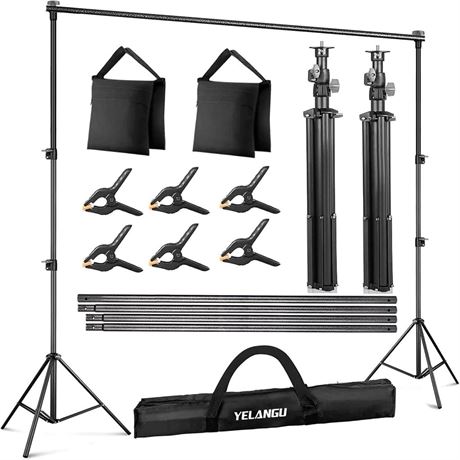 YELANGU 10x7Ft Photo Backdrop Stand, Adjustable Background Support for Parties.