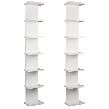 2 Pack 7 Tier Wall Shelf Unit - 7-Tier Lack Floating Shelf, Compact Display
