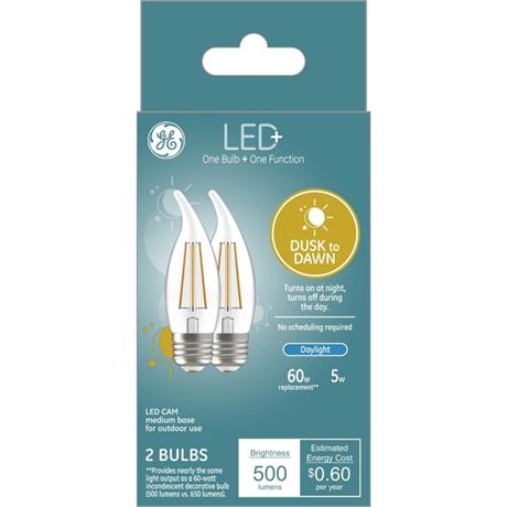 GE LED+ Dusk to Dawn LED Light Bulbs  60 Watts  Soft White  Medium Base  4pk