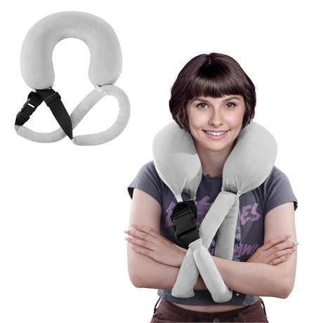 MABOZOO Neck Pillow for Sleeping on Airplane with Adjustable Buckle,Memory Foam