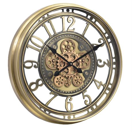 Moving Gears Wall Clock,Vintage Industrial Wall Clock, Large Modern Decorative