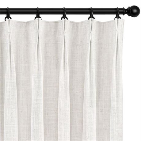 INOVADAY 100% Blackout Curtains for Bedroom, Pinch Pleated Linen Blackout