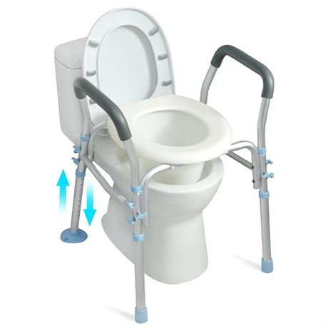 OasisSpace Stand Alone Raised Toilet Seat 300lbs - Medical Raised Commode