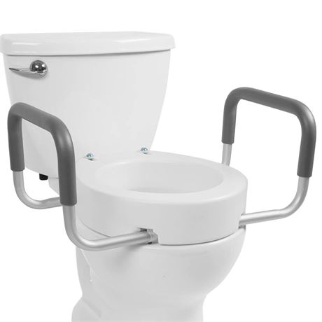 Vive Toilet Seat Risers for Seniors (Raised with Handles) Grab Bar Seat for