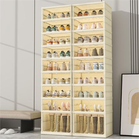 9 Tiers Foldable Shoe Rack Organizer for Closet with Wheels, 36Pairs Plastic