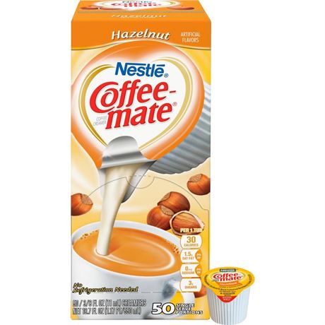 Coffee Mate Hazelnut Non-Dairy Creamer  0.375 Fl Oz  50 Count Tubs