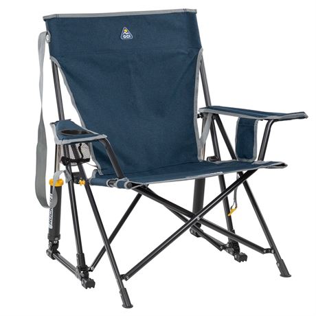GCI Outdoor Kickback Rocker Low Profile Rocking Camp Chair, Heathered Indigo