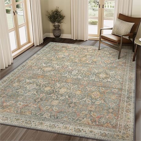 BESBLEE 8X10 Area Rugs Machine Washable Rugs for Living Room, Vintage Boho
