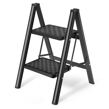 HBTower Step Ladder 2 Step Folding Stool, 330 Lbs Capacity Small Step Stool for