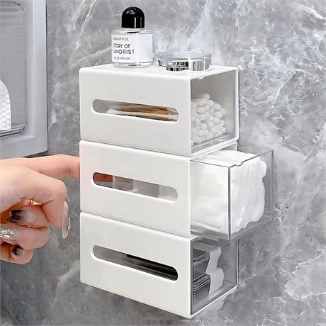 Wall Mounted Qtip Holder Canisters, Bathroom Organizers and Storage,