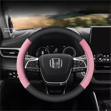 Car Steering Wheel Cover Red/Blue/White/Pink Leather Universal 15"