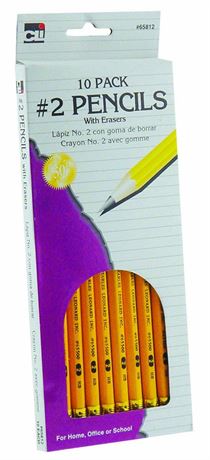 Charles Leonard Pencil, #2, Yellow with Eraser, 10/Hang Tab Box (65812)