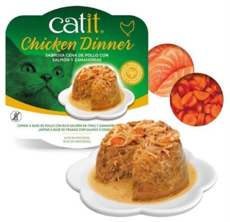 Catit Dinner Chicken W/Slamon & Carrot Cat Wet Food, 2.8-oz Can