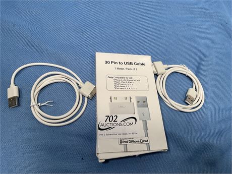Apple MFi Certified] 2 Pack 30-Pin to USB Cable for iPhone 4 Charging and Sync