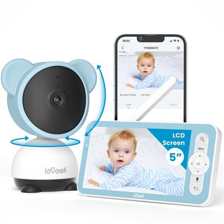 ieGeek 5'' Baby Monitor, WiFi Smartphone 1080P Baby Camera Via Screen and App