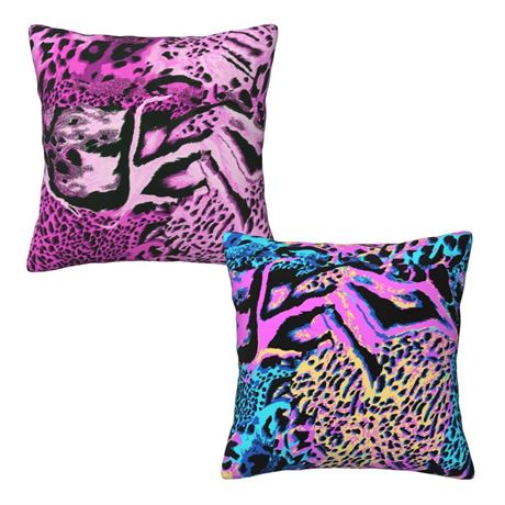 WAZHIJIA Pink Leopard Print Throw Pillow Covers 18x18 inch Set of 2 Outdoor and