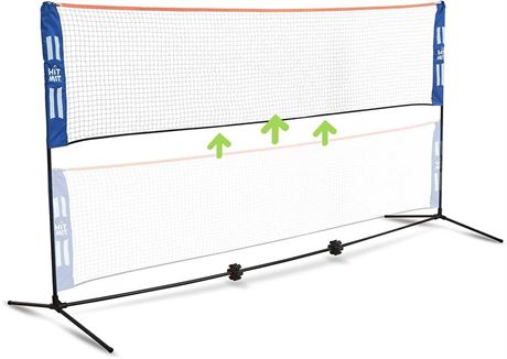 JOOLA HIT MIT Adjustable Height Portable Badminton Net Set - Competition Multi
