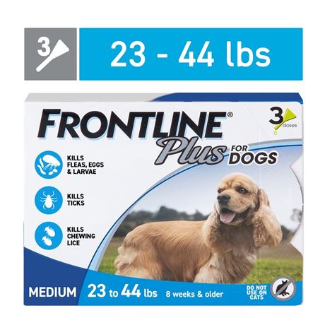 FRONTLINE Plus for Dogs Flea & Tick Medium Breed Dog Spot Treatment, 23 - 44