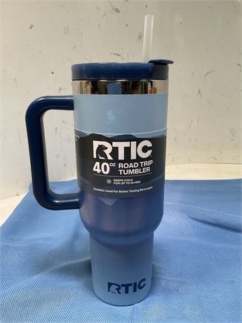 RTIC 40 oz Insulated Tumbler with Handle, Ceramic Lined, Leak-Resistant Straw