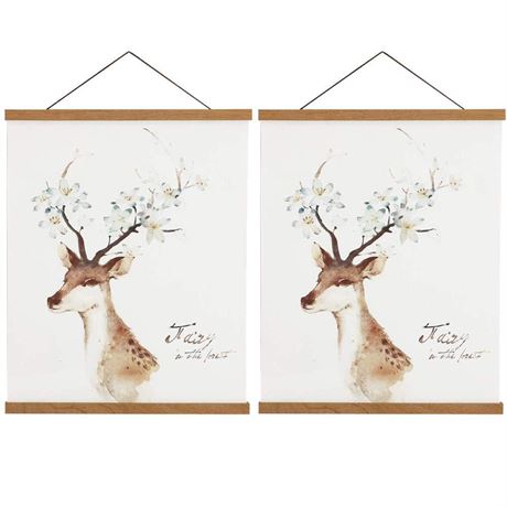 2 Pack Magnetic Poster Hanger Frame, 22x34 22x28 22x30 Light Wood Wooden Magnet