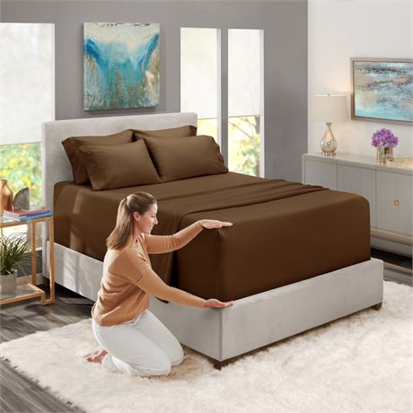 Nestl Extra Deep Pocket Queen Sheets - 6 Piece Soft Microfiber Bed Sheets Set