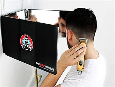 The 360 Mirror  3 Way Mirror for Self Hair Cutting  Adjustable Trifold Barber
