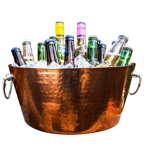 BREKX Insulated Rose Copper Double Walled Ice Bucket for Parties, Anchored Wine