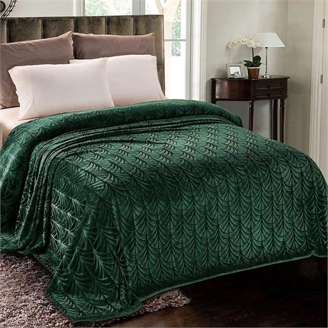 Whale Flotilla Flannel Fleece 60"x80" Twin Size Throw Blanket, Soft Fluffy