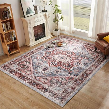 Bohemian Area Rug 8x10 Boho Carpet Rugs, Bedroom Rug 8x10 Under Bed for Living