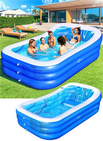Inflatable Pool with Big Backrest and Seat,Oversized Thickened Large BlowUpPool