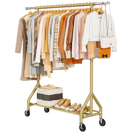 Heavy Duty Clothes Rack Load 450 LBS, Metal Garment Rack, Standing Rolling