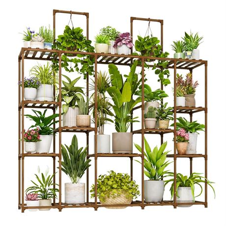 Bamworld Plant Shelf Large Plant Stand Indoor 62.2" Tall Outdoor Plant Holder