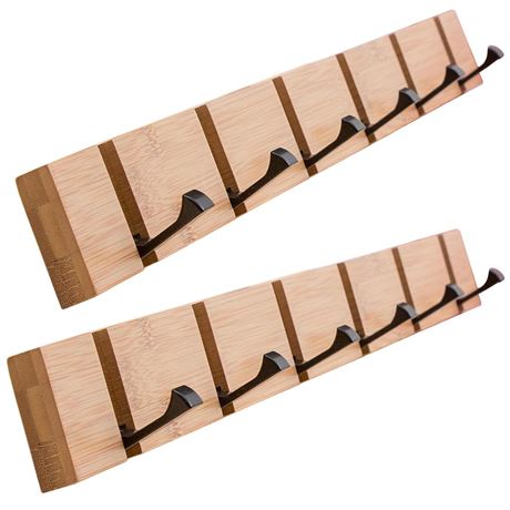 2 Pack Wooden Wall Mounted Folding Rack, Modern Wall Floating Coat Hook Rack