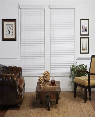 2 in. Cordless Faux Wood Venetian Blind, 47" X 64" - White