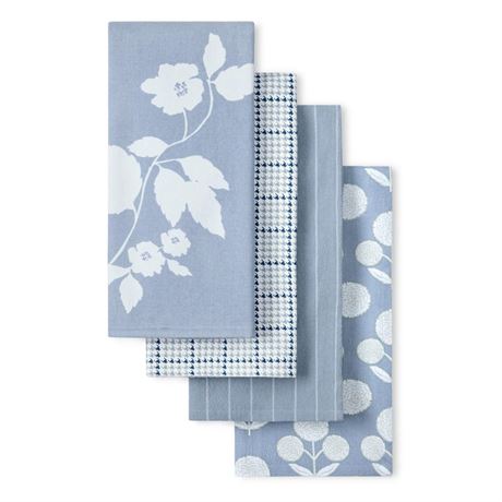 Beautiful Home by Drew Barrymore 4-Piece Kitchen Towel Set, Cornflower Blue,